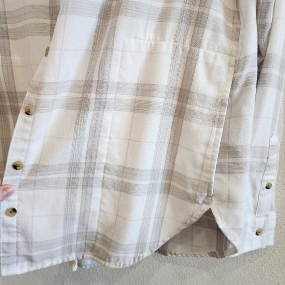 Jachs Girlfriend White and Gray Casual Button Down Shirt Oversized Size Small - Picture 6 of 9